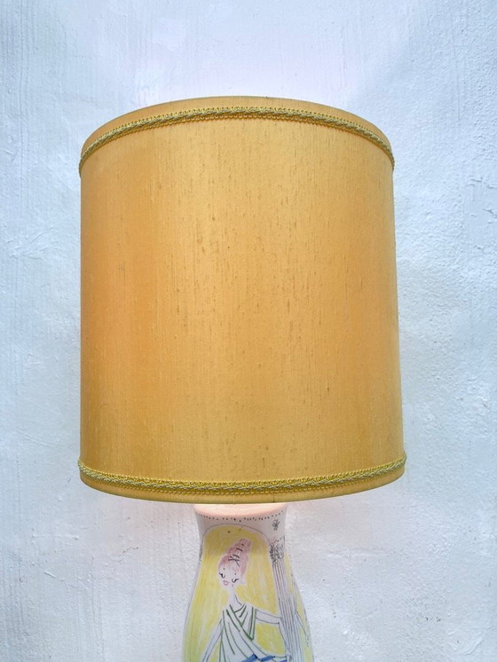 Image 1 of Italiaanse keramieken tafellamp uit de jaren 50 ontwerp Milvia Quadrifoglio