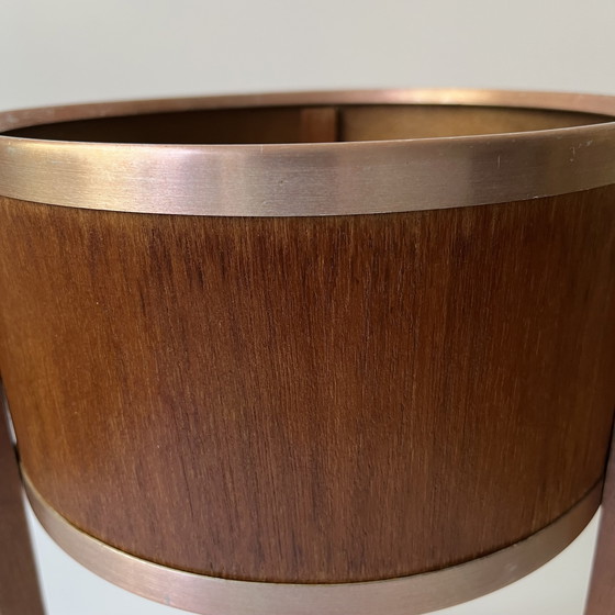 Image 1 of Porte-plante scandinave vintage en teck et cuivre, Suède, années 60