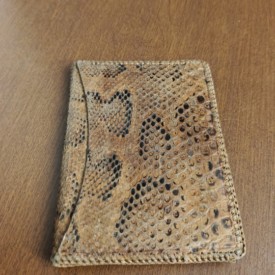 Vintage Genuine Python Snake Skin Wallet – Brown Leather Bifold – Gifts (photo 4 of 12)