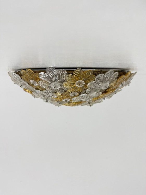 Image 1 of Barovier & Toso Wall Sconce / ceiling lamp , Millefiori flowers , Italy , 1970s