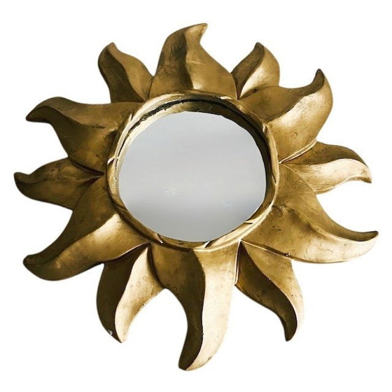 Image 1 of Vintage gold sunburst sun mirror Hollywood Regency 28 cm 1980s