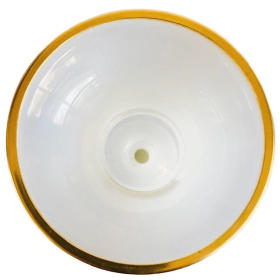 Image 1 of Vaso vintage in vetro opalino di Murano con bordo dorato, anni '70