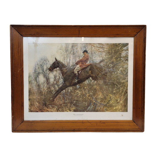 Grabado, “The Huntsman. Ned on the Brown Mare”, Sir Alfred James Munnings, escuela de Newlyn, 10’s - Inglaterra
