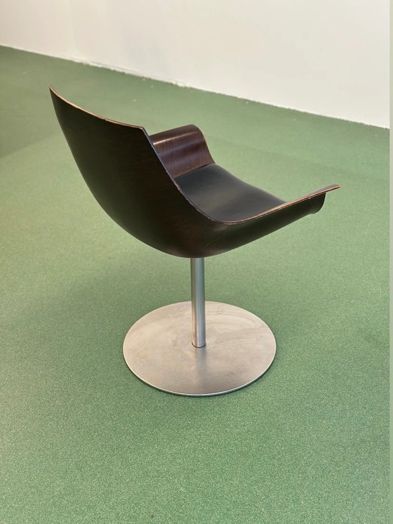 Set of Four Swivel Armchairs by Ostwald & Nolting, Italy, Leather, Black, Modern (photo 3 of 8)
