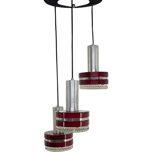 Lampada a sospensione vintage italiana in metallo e vetro, anni '60