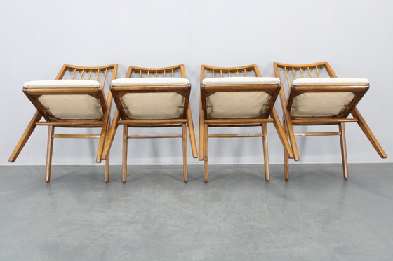 Image 1 of 1970 Ensemble de quatre chaises de salle à manger en hêtre, Allemagne de l'Ouest