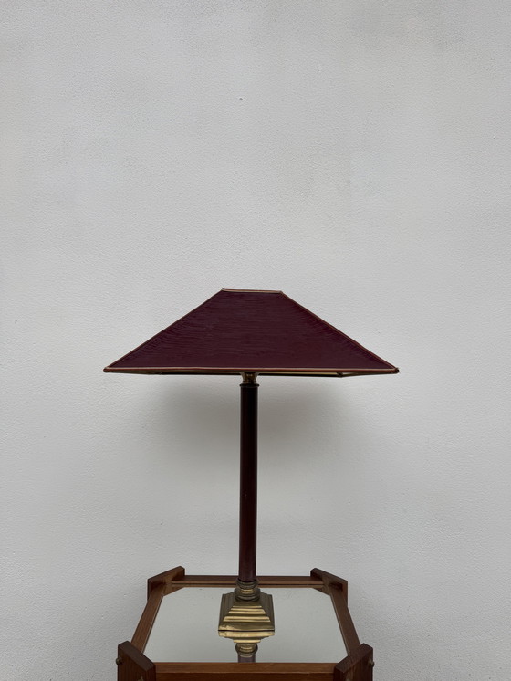Image 1 of Grande lampe teck et bronze années 70