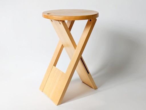 Midcentury Foldable TS Stool by Roger Tallon | Beechwood | 1970s French Design