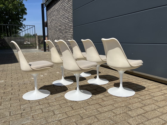 Image 1 of Tavolo ovale Knoll Tulip originale e 6 sedie Knoll Tulip in ottime condizioni!