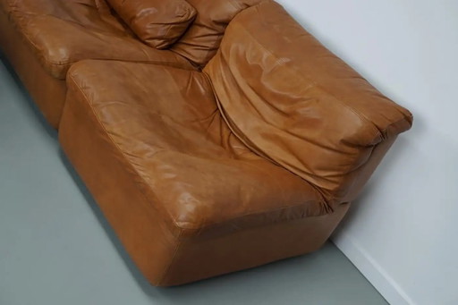 Vintage Cognac Leather Modular Corner Sofa by Rolf Benz, Germany 1970