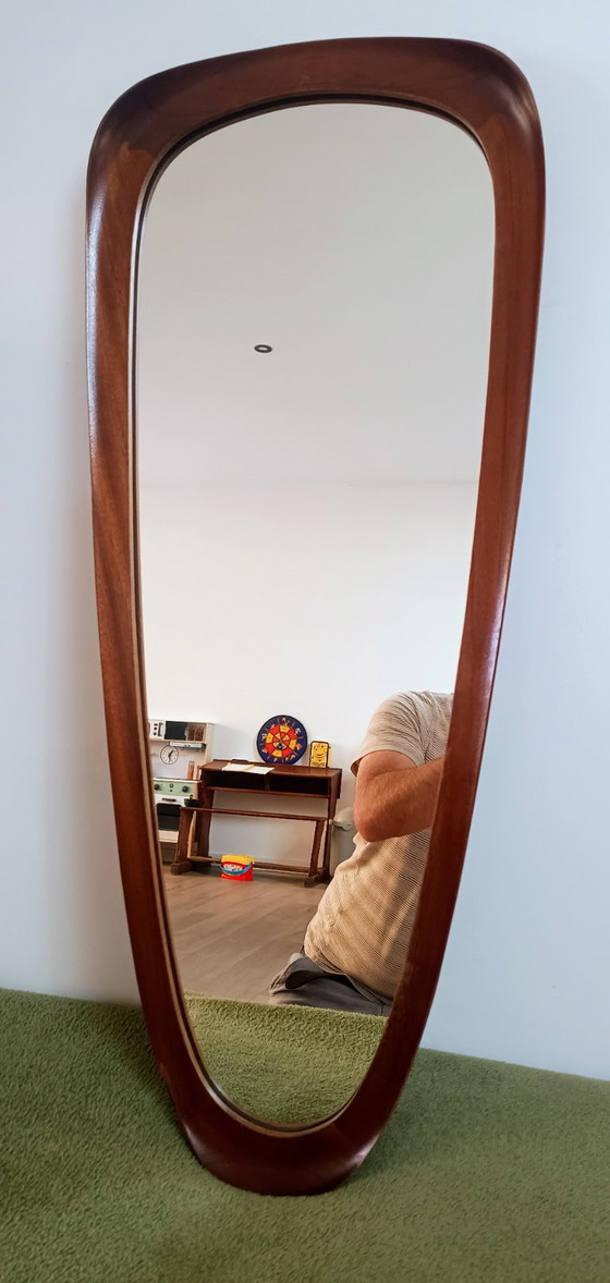 Mid-Century Deense Teak Wandspiegel – Organisch Design – Ca. 1965-1975 – Glass, Wood (photo 4 of 20)
