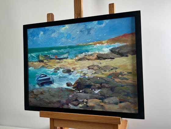 Image 1 of Original Oil Painting Summer Coastal Landscape Freedom over the sea