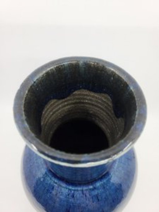 Blue France 1970 Accolay stoneware ceramic vase
