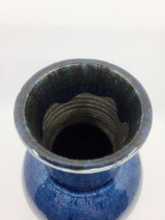 Image 1 of Blauw Frankrijk 1970 Accolay aardewerk vaas