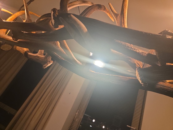 Unique Large Pendant Lamp, Real Deer Antler – Other, Metal (photo 3 of 3)
