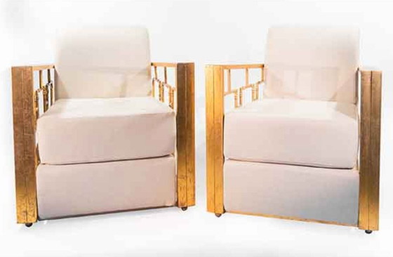 Image 1 of Pair of Bamboo Bergère Armchairs