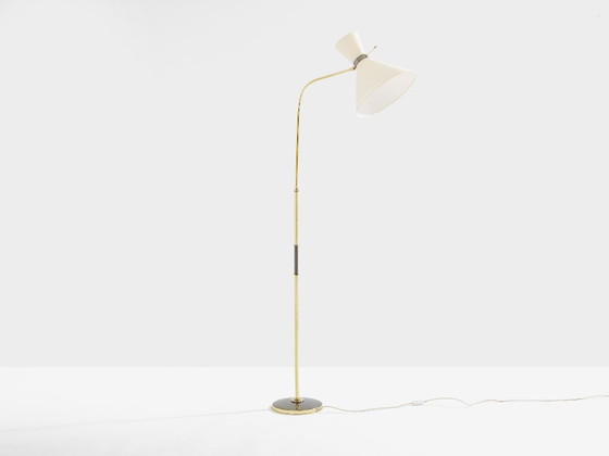 Image 1 of Maison Lunel Diabolo Messing-Stehlampe aus Rotguss, 1950er Jahre