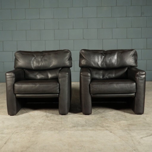 Zona de estar/conjunto de asientos de diseño – cuero negro – Brühl