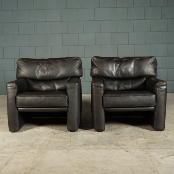 Image 1 of Zona de estar/conjunto de asientos de diseño – cuero negro – Brühl