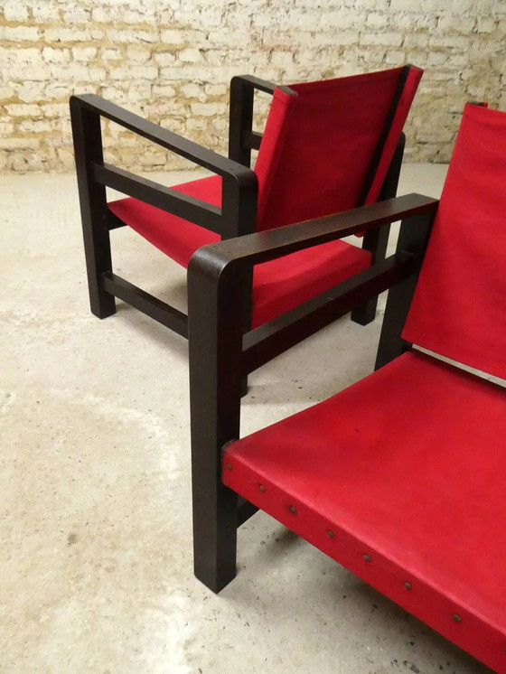 Paire de fauteuils safari en chêne, 1950 – Vintage (photo 7 of 11)