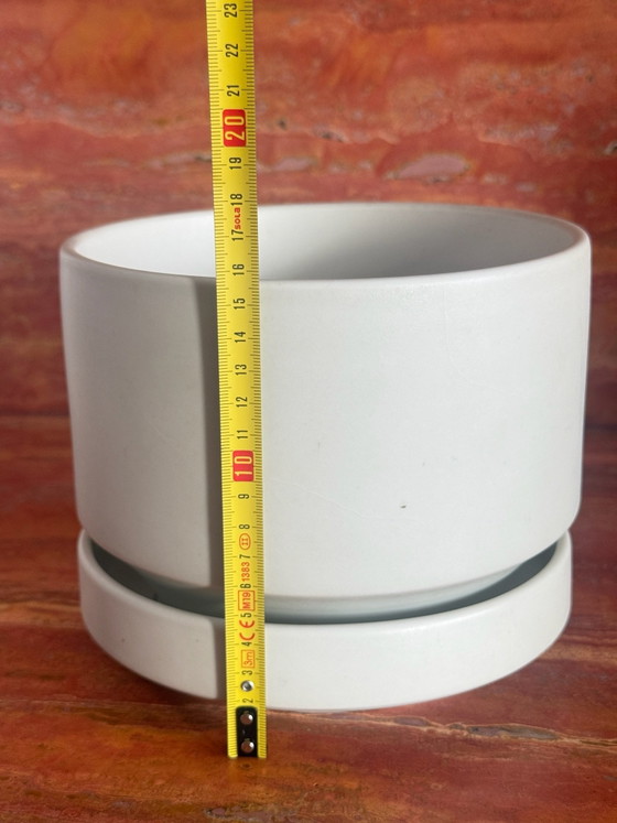 Arabia Finland, Pair of vintage ceramic Plant pots, brown & white, Creme (photo 7 of 8)