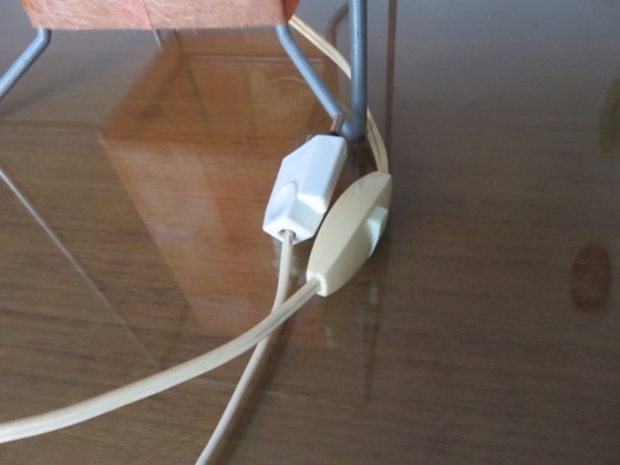 Image 1 of Modernist, minimalist lamp, orange fiber, glass and metal, 1970-1980