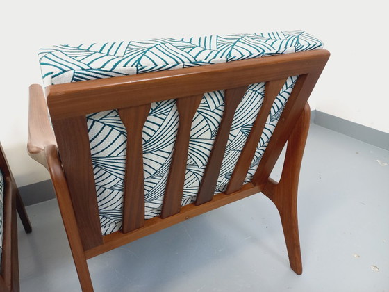 Image 1 of Pair of vintage Scandinavian armchairs by Arne Wahl Iversen for Komfort in teak and fabric from the 60s