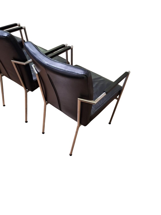 Image 1 of 4x schwarze Lederstühle für Ess- oder Konferenztische