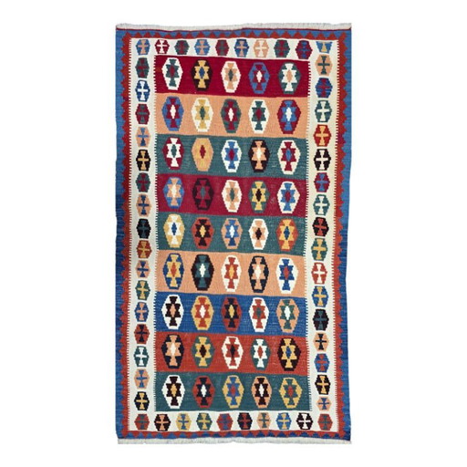 Kilim turco vintage – Lana tejida a mano, diseño geométrico (118 x 207 cm) – vloerkleden en tapijten, Wool