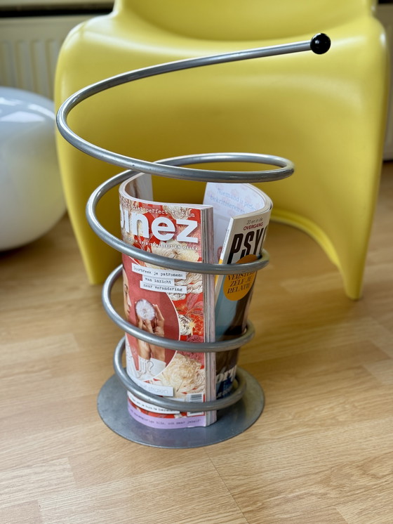 Image 1 of Porte-parapluies vintage en métal spiralé, style milieu du siècle / postmoderne années 80/90