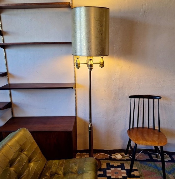 Image 1 of Brutalistische Stehlampe aus Messing mit vier Leuchten aus der Mitte des 20. Jahrhunderts, 1960er Jahre
