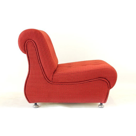 Image 1 of Vintage Space Age Modular Or Sectional Curved Sofa In Original Red Fabric, Tatra Czechoslovakia 1970s