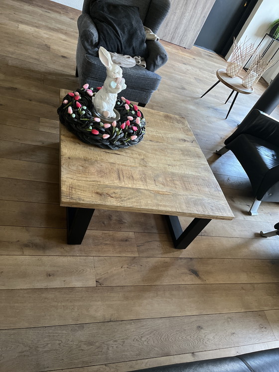 Image 1 of Wooden coffee table with metal frame