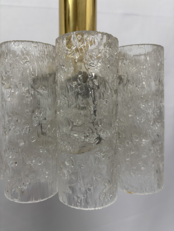 Image 1 of Vintage Doria Leuchten hanging lamp, ice glass tubes '60s/'70s