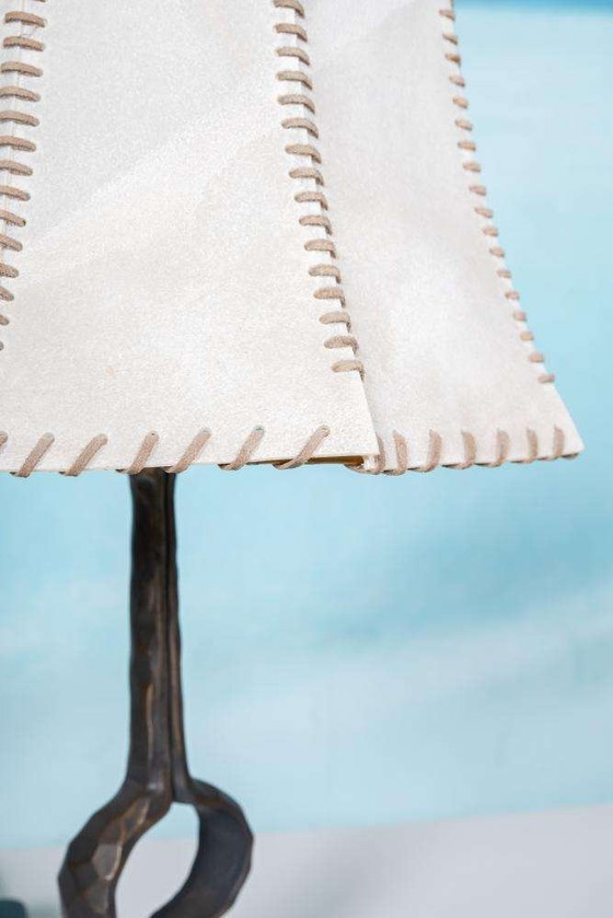 Image 1 of Brutalist table lamp 70s vintage bronze table lamp
