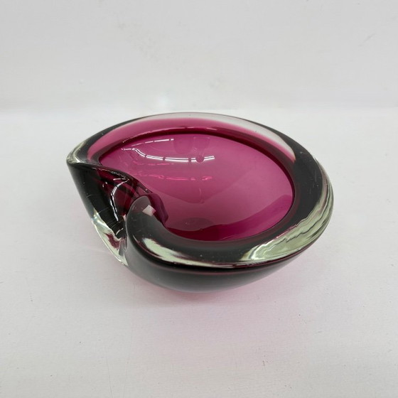 Image 1 of Set of 3 murano summerso pink glass bowls , 1970s