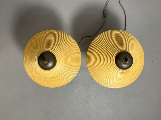 Image 1 of 2 lampade vintage in rame e rattan, Italia