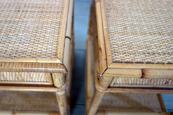 Coppia di comodini in vimini intrecciato e bambù, anni '70/'80 – Rattan, Wicker (photo 11 of 15)