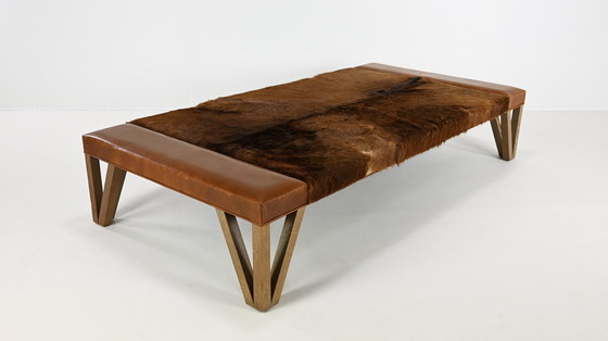 Image 1 of Lionel Jadot, Important Daybed in Cowhide, Leather and Oak. C.2010