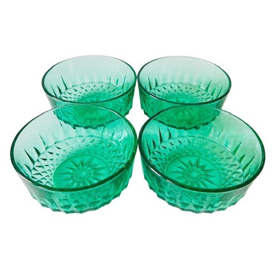 Image 1 of Arcoroc Francia cuencos vidrio verde esmeralda años 60