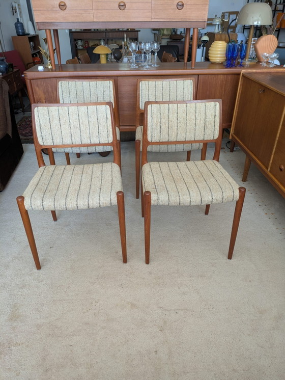Image 1 of Vintage set van 4 Deense eetkamerstoelen, Niels Otto Møller, model 80