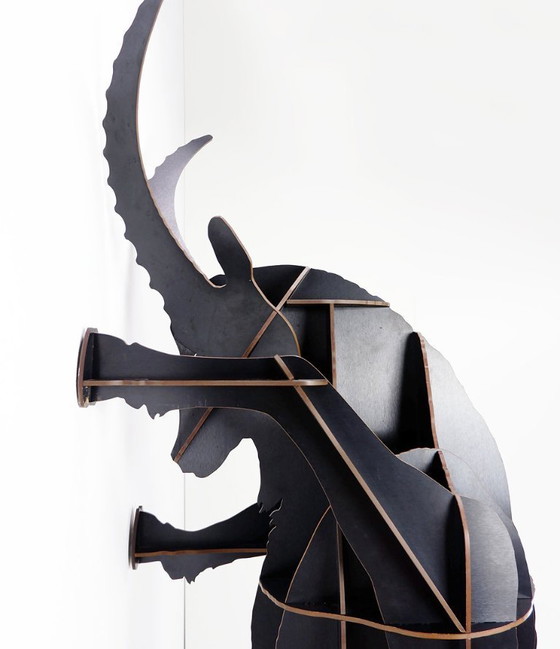 Image 1 of Mobile contenitore da parete Fausto "Ibex" in nero spazzolato di Ibride - Benoit Convers - Francia