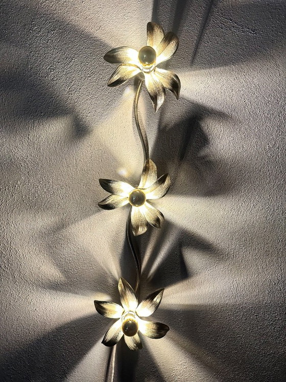 Lampada a fiore vintage Willy Daro, Applique, Metallo, Dorato (foto 10 di 10)