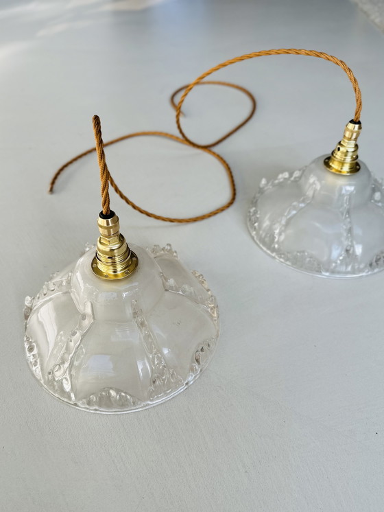 Image 1 of Ezan France Art Deco Hanglamp – Opaline Glas – Jaren 30 / Ezan France Art Deco Pendant – Opaline Glass – 1930s