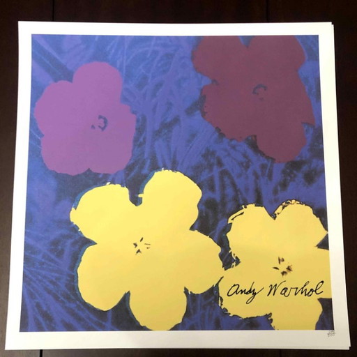 Lithografie "Poppy Flowers" uit de jaren 1990, geïnspireerd op Andy Warhol. – lithos zeefdrukken, Paper