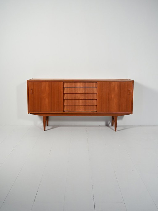 Scandinavian sideboard with louvered drawers, 1950s/60s