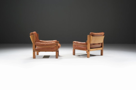 Image 1 of Vintage S15 fauteuils van leer, ontworpen door Pierre Chapo - Atelier Chapo, Frankrijk, 1967.