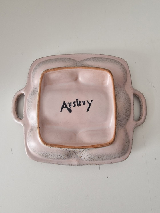 Image 1 of Austruy Vallauris signed aperitif compartment dish / empty pocket