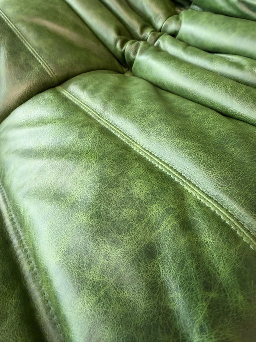 Divano a tre posti grande Ligne Roset Togo | Pelle verde – 3 5 zitsbanken, Leather, Vintage (photo 2 of 7)