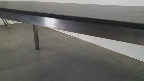 Image 1 of Arco Tisch aus reiner Eiche, geräuchertem Edelstahl, niederländisches Design, 210 x 90